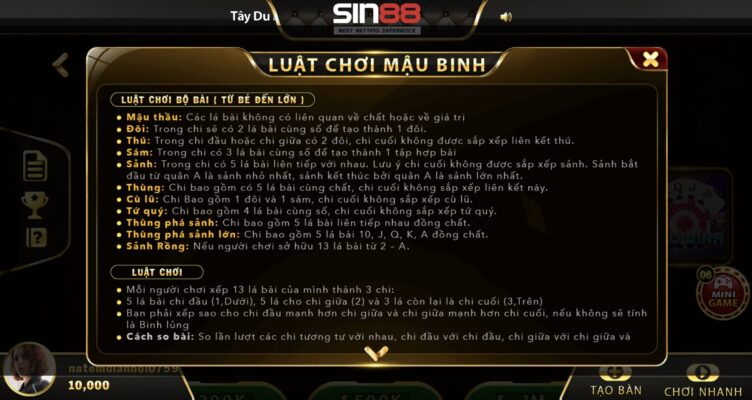 Sảnh casino Mậu binh cực kì cuốn hút anh em bet thủ Sin88